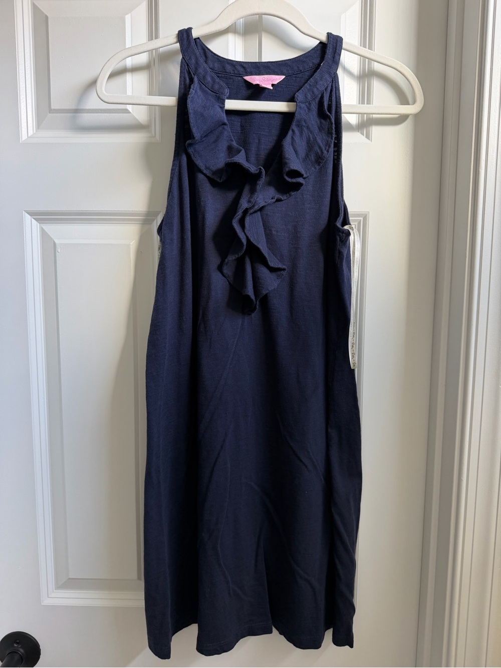 Lilly Pulitzer Navy Ruffle-Front Tank Dress
